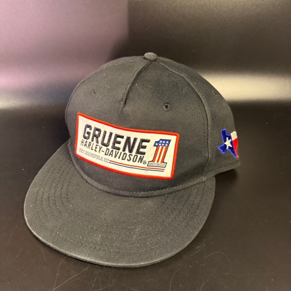 Gruene Harley-Davidson Texas Hat Cap Black Snapback Souvenir‎ - Picture 1 of 3